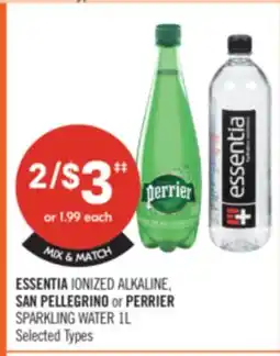 Shoppers Drug Mart ESSENTIA IONIZED ALKALINE, SAN PELLEGRINO or PERRIER SPARKLING WATER 1L offer
