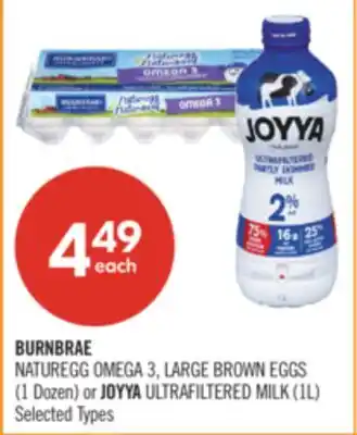 Shoppers Drug Mart BURNBRAE NATUREGG OMEGA 3, LARGE BROWN EGGS (1 Dozen) or JOYYA ULTRAFILTERED MILK (1L) offer