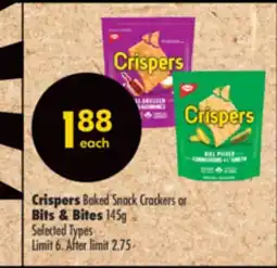 Shoppers Drug Mart Crispers Baked Snack Crackers or Bits & Bites offer