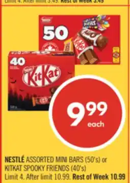 Shoppers Drug Mart NESTLÉ ASSORTED MINI BARS (50's) or KITKAT SPOOKY FRIENDS (40's) offer
