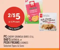 Shoppers Drug Mart PC CHEWY GRANOLA BARS (5's) DAD'S OATMEAL or PEEK FREANS COOKIES offer