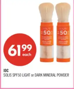 Shoppers Drug Mart IDC SOLIS SPF50 LIGHT or DARK MINERAL POWDER offer