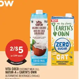 Shoppers Drug Mart VITA COCO COCONUT MILK (1L), NATUR-A or EARTH'S OWN ALTERNATIVE BEVERAGES (946mL) offer