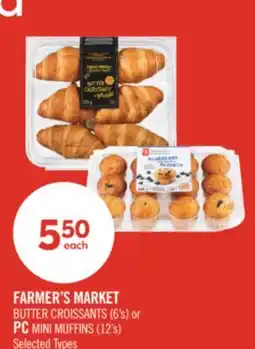 Shoppers Drug Mart FARMER'S MARKET BUTTER CROISSANTS (6's) or PC MINI MUFFINS (12's) offer