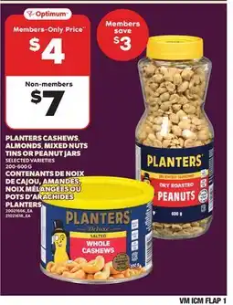 Independent City Market PLANTERS CASHEWS ALMONDS,, MIXED NUTS TINS OR PEANUT JARS, 200-600 G offer
