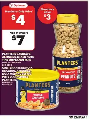 Independent City Market PLANTERS CASHEWS ALMONDS,, MIXED NUTS TINS OR PEANUT JARS, 200-600 G offer