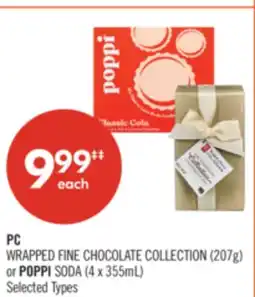 Shoppers Drug Mart PC WRAPPED FINE CHOCOLATE COLLECTION (207g) or POPPI SODA (4 x 355mL) offer