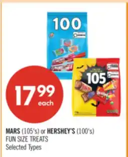 Shoppers Drug Mart MARS (105's) or HERSHEY'S (100's) FUN SIZE TREATS offer