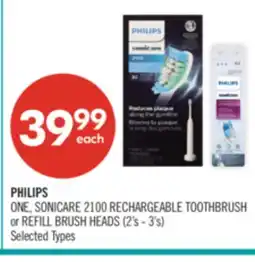 Shoppers Drug Mart PHILIPS ONE, SONICARE 2100 RECHARGEABLE TOOTHBRUSH or REFILL BRUSH HEADS offer