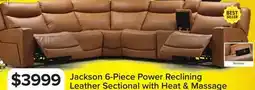 Leon's Jackson Leather 6-Piece Power Reclining Sectional with Heat and Massage - Butternut offer