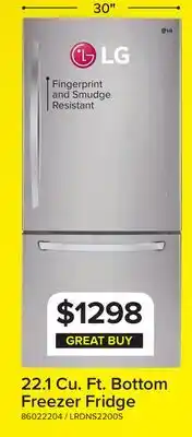 Leon's LG Stainless Steel Bottom Mount Refrigerator (22.1 Cu.Ft.) - LRDNS2200S offer