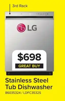 Leon's LG Stainless Steel Dishwasher with 3rd Rack - LDFC3532S offer