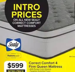 Leon's Sealy Posturepedic Correct Comfort 4 Firm Eurotop Queen Mattress offer