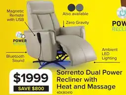 Leon's Sorrento Leather Dual Power Recliner - Cream offer