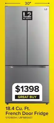 Leon's L2 Stainless Steel French Door Refrigerator (18.4 Cu.Ft.) - LRF18B5AST offer