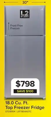 Leon's L2 Stainless Steel Top-Freezer Refrigerator (18.0 cu. ft.)- LRT18S4ASTC offer