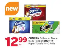 Rexall CHARMIN Bathroom Tissue 9 = 36 Rolls or BOUNTY Paper Towels 4 = 10 Rolls offer