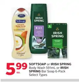 Rexall SOFTSOAP or IRISH SPRING Body Wash 591mL or IRISH SPRING Bar Soap 6-Pack offer