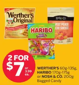 Rexall WERTHER'S 60g-135g, HARIBO 170g-175g or NOSH & CO. 200g Bagged Candy offer