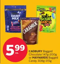 Rexall CADBURY Bagged Chocolate 147g-200g or MAYNARDS Bagged Candy 308g-315g offer