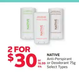 Rexall NATIVE Anti-Perspirant or Deodorant offer