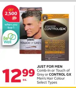 Rexall JUST FOR MEN Comb-In or Touch of Grey or CONTROL GX Men's Hair Colour offer