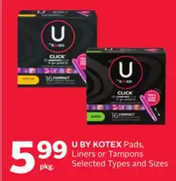Rexall U BY KOTEX Pads, Liners or Tampons offer