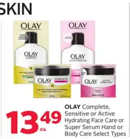 Rexall OLAY Complete, Sensitive or Active Hydrating Face Care or Super Serum Hand or Body Care offer