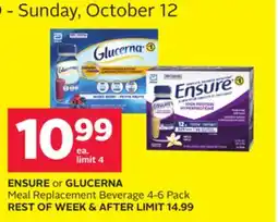 Rexall ENSURE or GLUCERNA Meal Replacement Beverage 4-6 Pack offer
