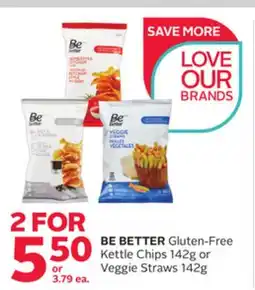 Rexall BE BETTER Gluten-Free Kettle Chips 142g or Veggie Straws 142g offer