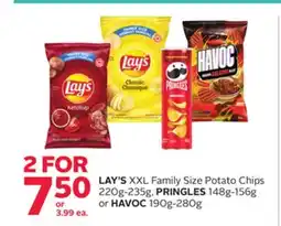 Rexall LAY'S XXL Family Size Potato Chips 220g-235g, PRINGLES 148g-156g or HAVOC 190g-280g offer