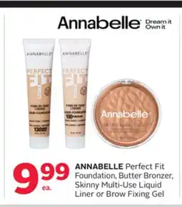 Rexall ANNABELLE Perfect Fit Foundation, Butter Bronzer, Skinny Multi-Use Liquid Liner or Brow Fixing Gel offer