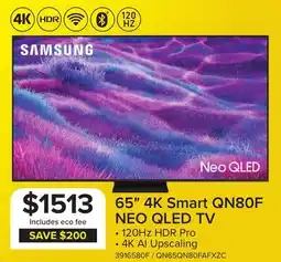 Leon's Samsung 65 4K Smart QN80F NEO QLED TV - QN65QN80FAFXZC offer