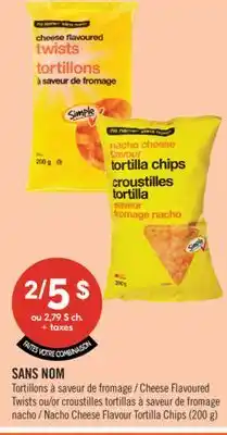 Pharmaprix NO NAME Cheese Flavoured Twists or Nacho Cheese Flavour Tortilla Chips offer