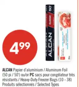 Pharmaprix ALCAN Aluminum Foil (50') or PC sacs Heavy-Duty Freezer Bags (10 - 38) offer