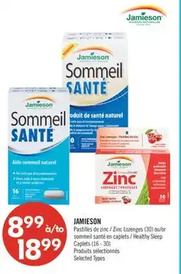 Pharmaprix JAMIESON Zinc Lozenges (30) or Healthy Sleep Caplets (16 - 30) offer
