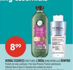 Pharmaprix HERBAL ESSENCES PURE PLANTS, L'ORÉAL BOND REPAIR or RENPURE offer