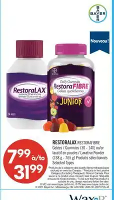 Pharmaprix RESTORALAX RESTORAFIBRE Gummies (30 - 140) or Laxative Powder (238 g - 765 g) offer