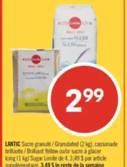 Pharmaprix LANTIC Granulated (2 kg), Brilliant Yellow or Icing (1 kg) Sugar offer