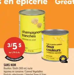 Pharmaprix NO NAME Broth (900 mL) or Canned Vegetables offer