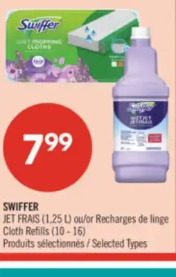 Pharmaprix SWIFFER JET FRAIS (1,25 L) or Cloth Refills (10 - 16) offer