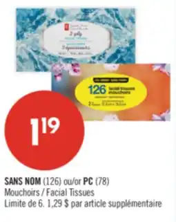 Pharmaprix NO NAME (126) or PC (78) Facial Tissues offer