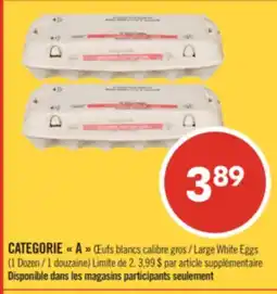 Pharmaprix CATEGORIE A Large White Eggs (1 Dozen) offer