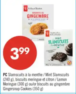 Pharmaprix PC Mint Slamscuits (240 g), Lemon Meringue (300 g) Gingersnap Cookies (350 g) offer
