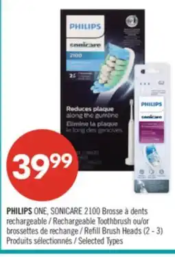 Pharmaprix PHILIPS ONE, SONICARE 2100 Rechargeable Toothbrush or Refill Brush Heads (2-3) offer