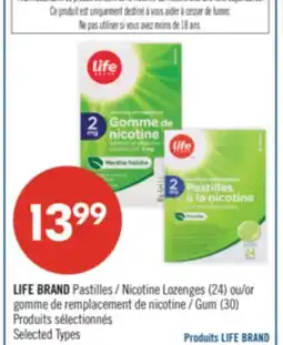 Pharmaprix LIFE BRAND Nicotine Lozenges (24) or Gum (30) offer