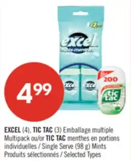 Pharmaprix EXCEL (4), TIC TAC (3) Multipack or TIC TAC Single Serve (98 g) Mints offer