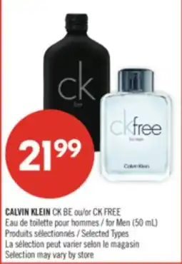 Pharmaprix CALVIN KLEIN CK BE or CK FREE for Men (50 mL) offer