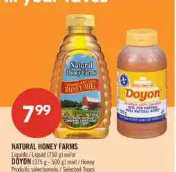 Pharmaprix NATURAL HONEY FARMS Liquid (750 g) or DOYON (375 g - 500 g) Honey offer