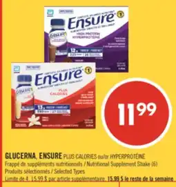 Pharmaprix GLUCERNA, ENSURE PLUS CALORIES or HYPERPROTÉINÉ Nutritional Supplement Shake offer